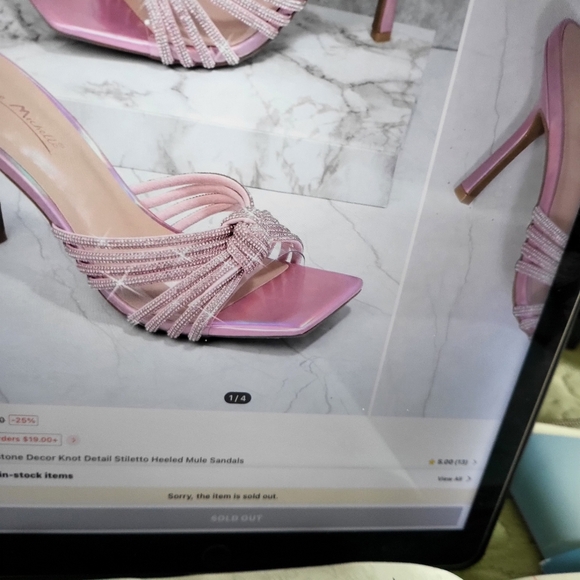 Rhinestone decor stiletto sandals - Picture 4 of 9